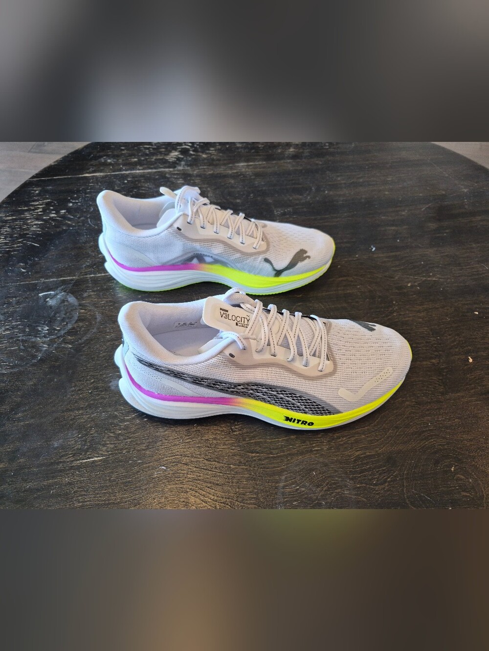 Puma Mens Velocity Nitro 3 Running Shoe, Pure white- Magenta